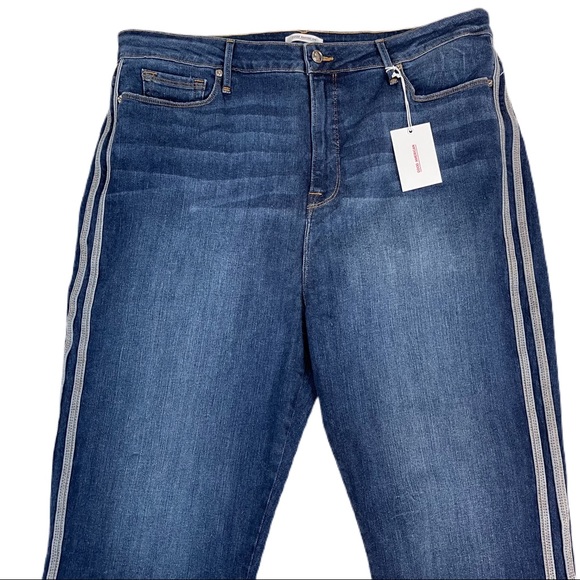 Good American Women’s Good Straight High Rise Stripe 24 Blue - Picture 4 of 14